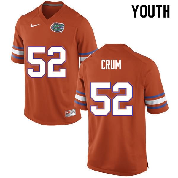 NCAA Florida Gators Quaylin Crum Youth #52 Nike Orange Stitched Authentic College Football Jersey TDN3664OT